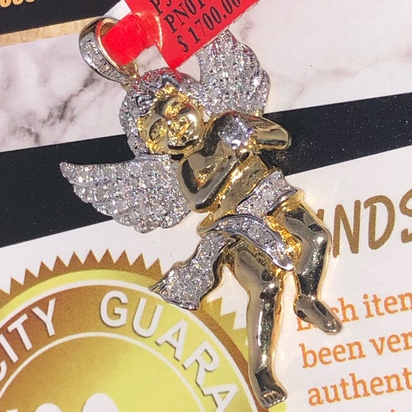 REAL DIAMOND angel pendant  NOT CZ NOT MOISSANITE - Picture 3 of 5